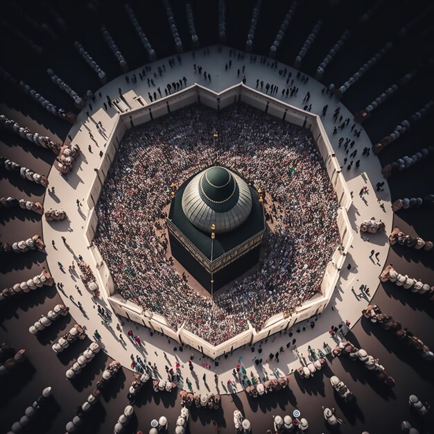 Foto kaaba mit hadsch-pilgern