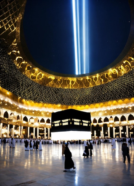 Kaaba raio de luz brilhando sobre ele