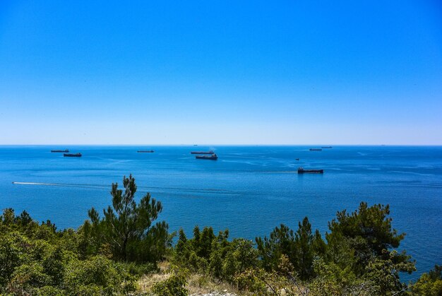 Kabardinka Krasnodar Krai Russland August 2019 Frachtschiffe im Schwarzen Meer Russland