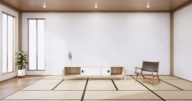 Kabinettholzdesign auf modernem Raum Japanese.3D-Rendering