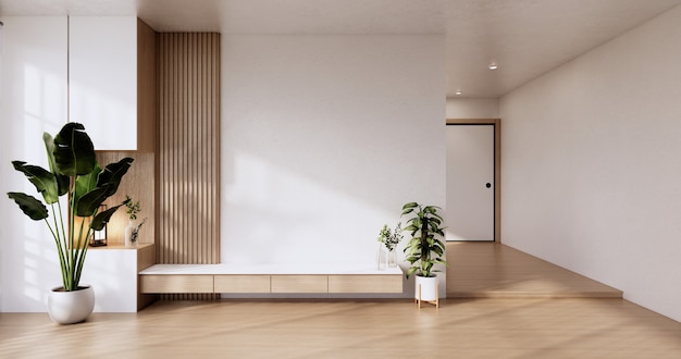 Kabinettholzdesign auf modernem Raum Japanese.3D-Rendering