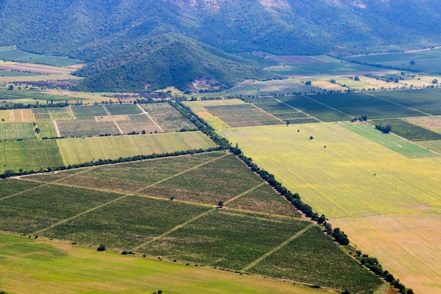 Kachetienansicht und -landschaft vom Hubschrauber Georgische Naturschönheit