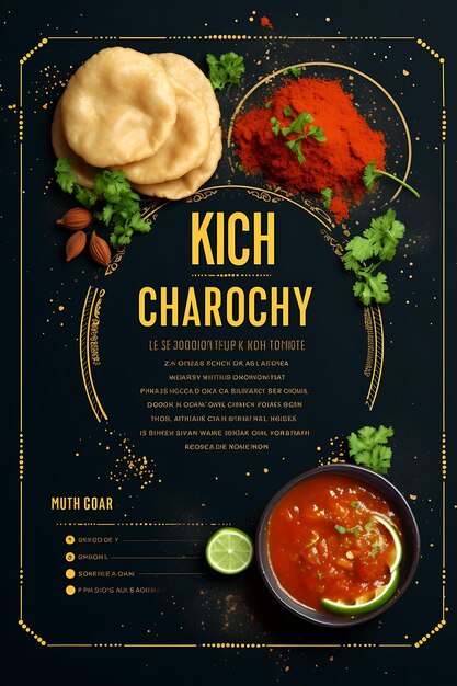 Kachori prato com chutney e recheio picante crocante e sabor website de layout de cultura culinária da índia
