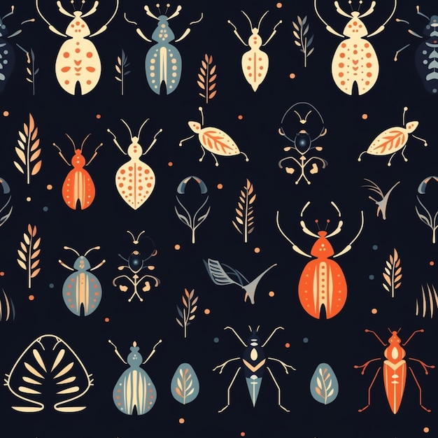 Käfer und Pflanzen farbenfrohe Muster
