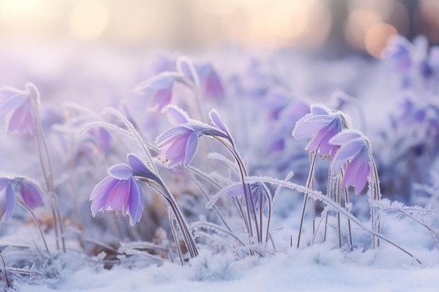Kälte auf der zarten Violettblume
