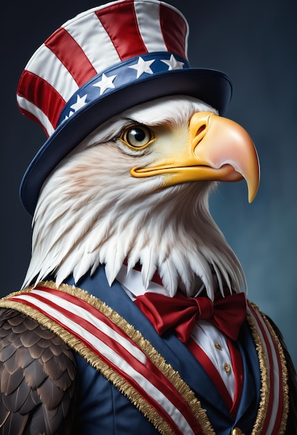 Kälter Adler mit einem Top Uncle Sam Hut Generative KI