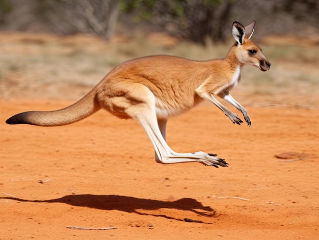 Foto känguru hüpft über das australische outback