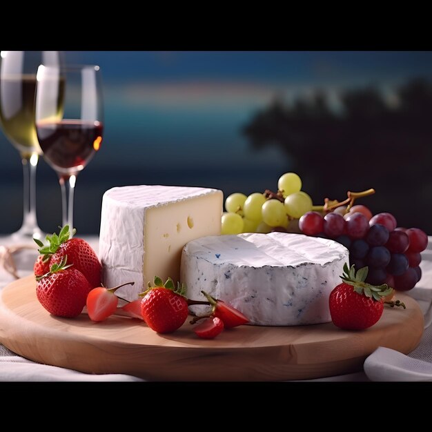 Käse, Obst und Wein