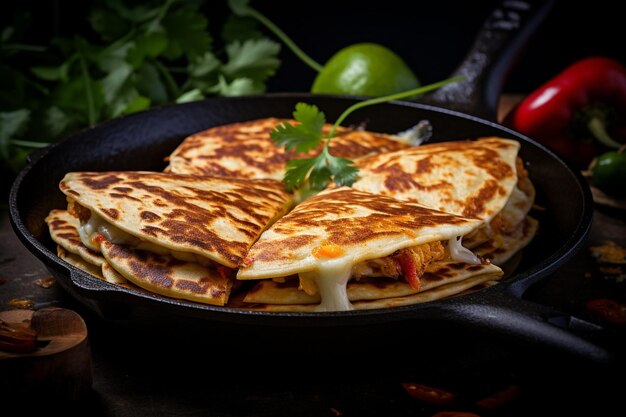 Käse-Quesadillas in einer Gusseisenpfanne