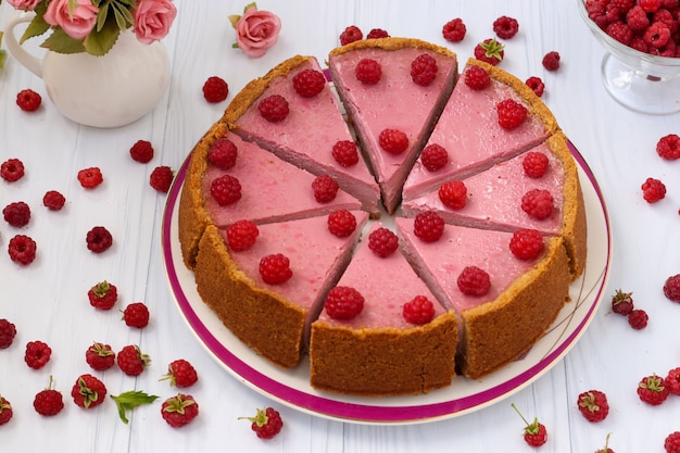 Käsekuchen mit Himbeeren