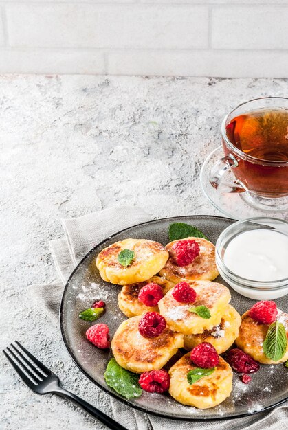 Käsepfannkuchen mit Himbeere