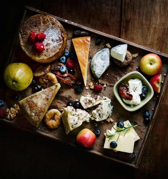 Käseplatte-Nahrungsmittelphotographie-Rezeptidee