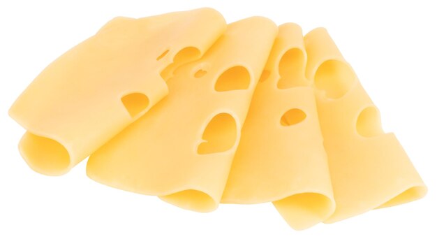 Käsescheiben isoliert auf weißem Hintergrund.