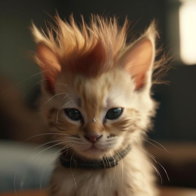 Kätzchenkopf mit Irokesenschnitt und Slogan Katzenpunk