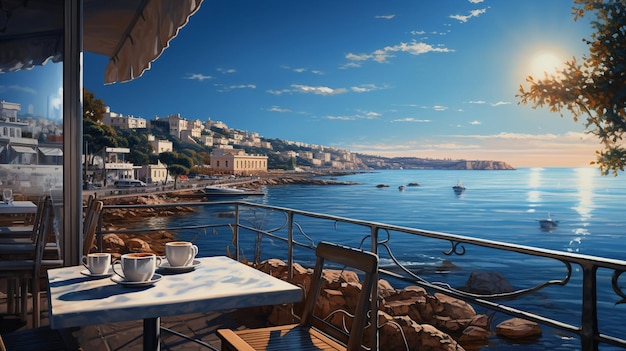 Kaffee am Meer in Portofino Resort schöne Italien Natur Impressionismus Kunst