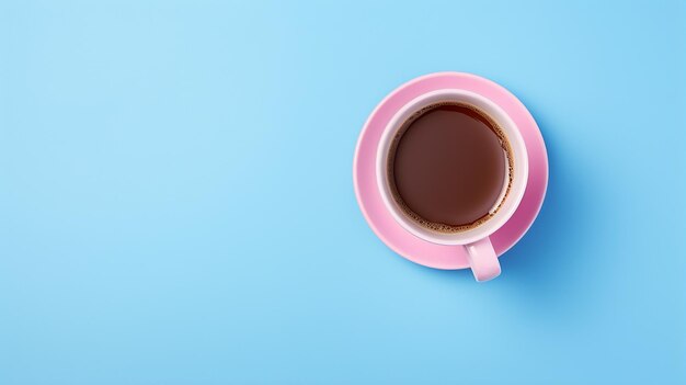 Kaffee auf rosa und blauem Hintergrund Flat Lay AwardGewinn