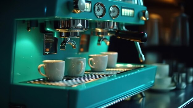 Kaffee aus der Kaffeemaschine in eine kleine Kaffeetasse gießen Generative Ai