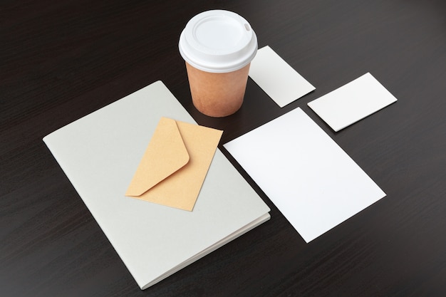 Kaffee-Briefpapier, Branding, mit Beschneidungspfad