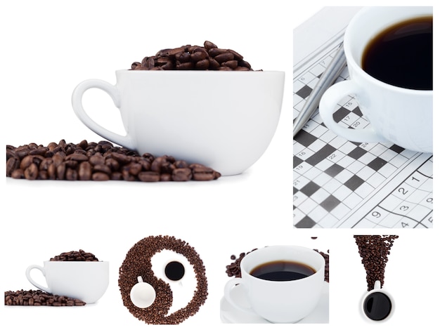 Kaffee Collage und Ying Yang Symbol