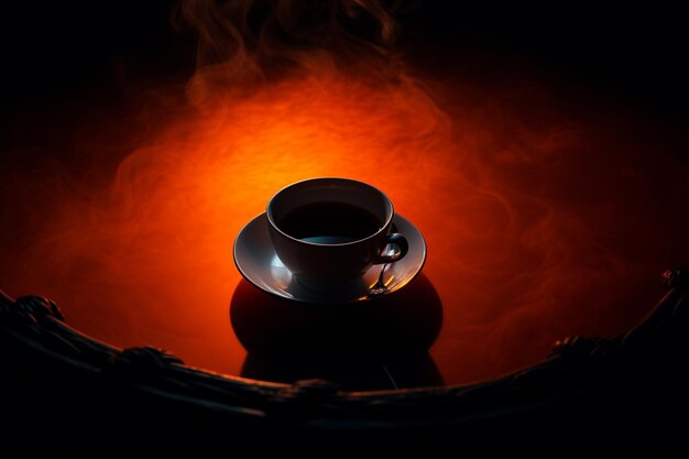 Kaffee Ein aus gerösteten Kaffeebohnen zubereitetes Getränk. Dunkel gefärbt, bitter und leicht säuerlich, mit imitierender Wirkung auf den Menschen. Heißgetränke, Tasse Kaffee, Arabica-Koffeinbohnen, generative KI