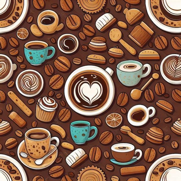 Kaffee-Hintergrund-Doodle