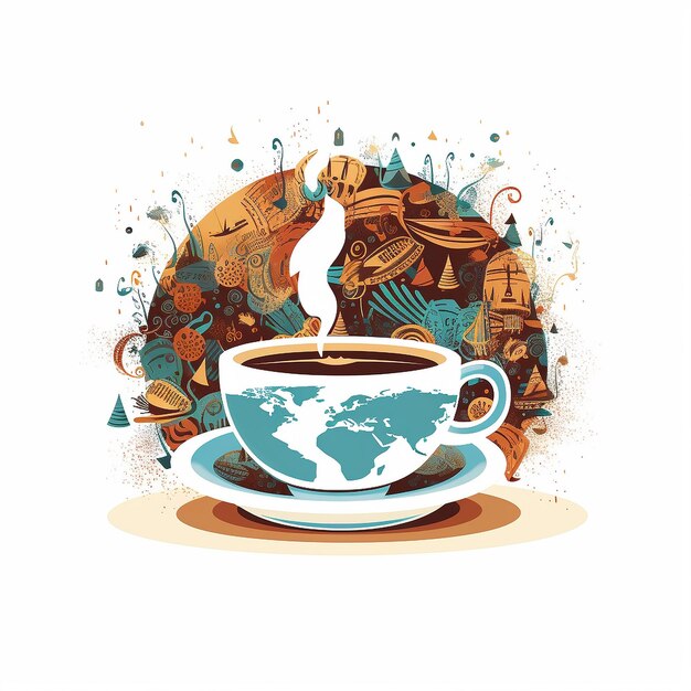 Foto kaffee-illustration weißer hintergrund