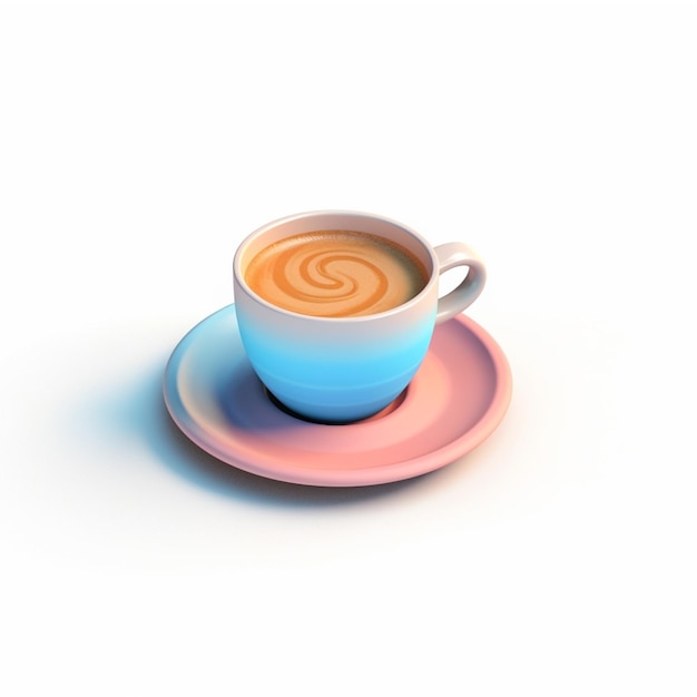 Kaffee in einem Becher in Pastellfarben 3D