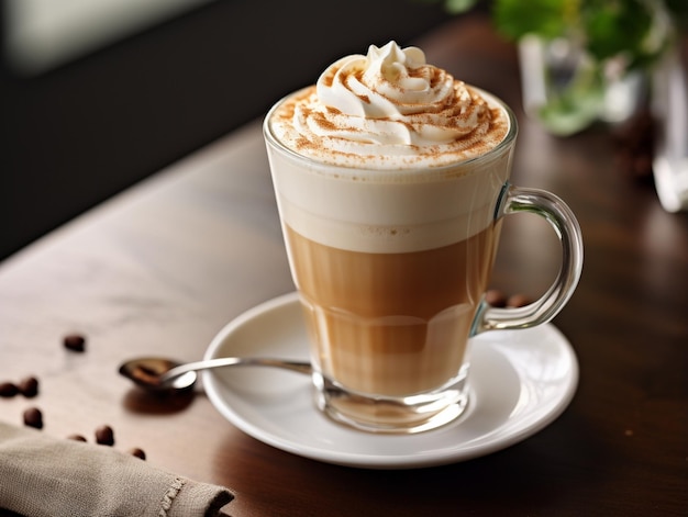 Foto kaffee-latte mit schlagsahne
