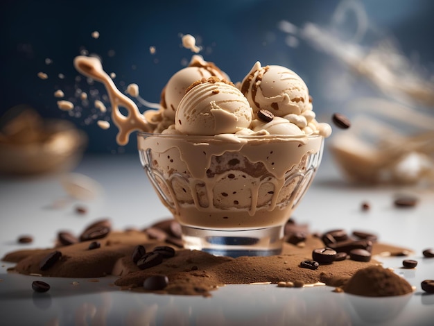 Kaffee Mocha Eis Gelato schwebend köstlich und erfrischend Kaffeeliebhaber filmische Werbung