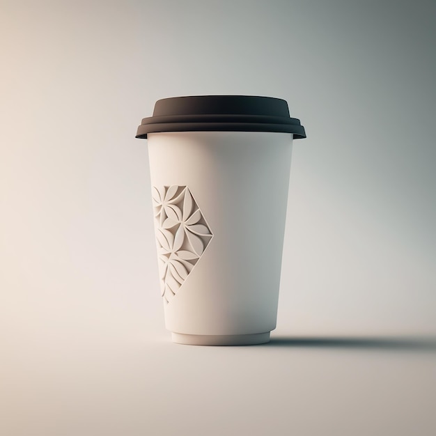 Kaffee-Pappbecher mit Logo-Design auf weißem Hintergrund