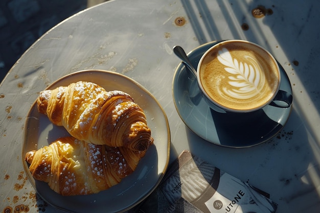 Kaffee und Croissants mit Kopie