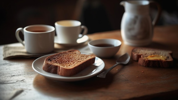 Kaffee und Toast Ein einfaches, aber zufriedenstellendes Frühstück