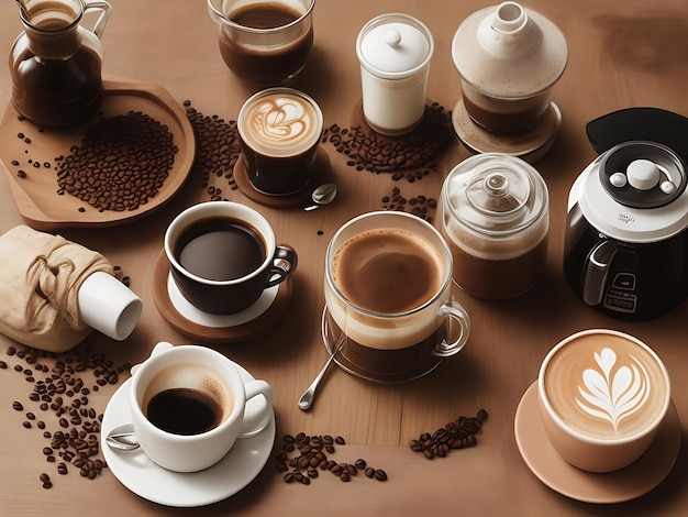 Kaffee zum internationalen Kaffeetag mit wandernder Tasse