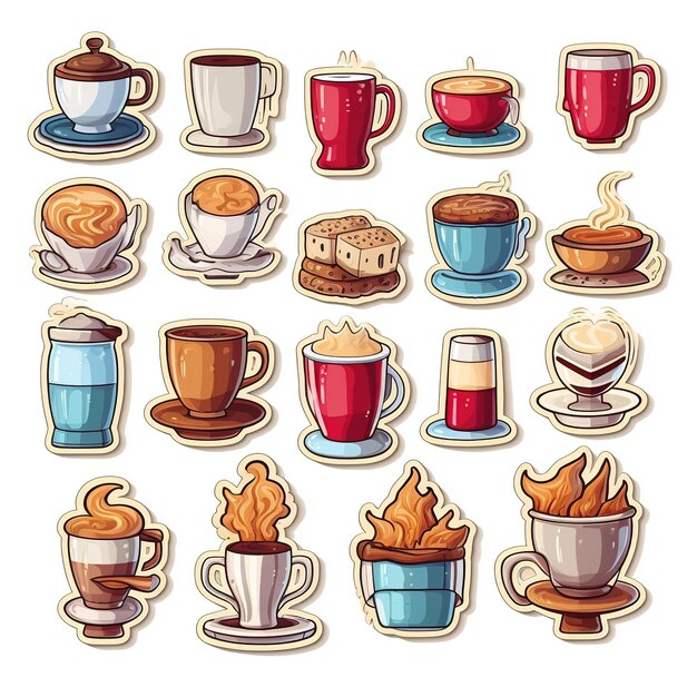 Foto kaffeeartikel, handgemalte illustrationen, clip-art-set