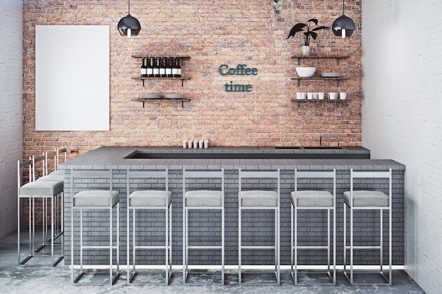 Kaffeebar mit leerem Plakat