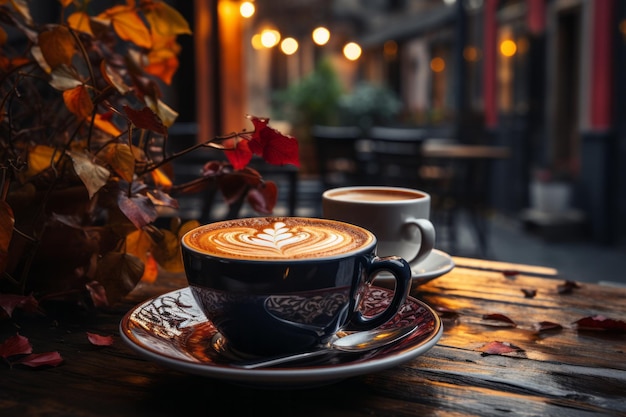 Foto kaffeebecher auf dem kaffeetisch gemütlicher hintergrund reichhaltiger kaffee c