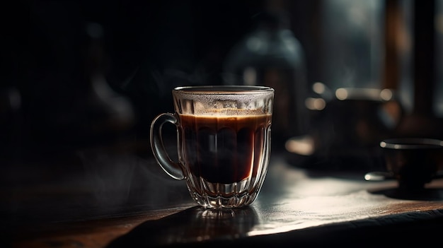 Foto kaffeebecher auf dem tisch eines cafés innenraum mit verschwommenem hintergrund