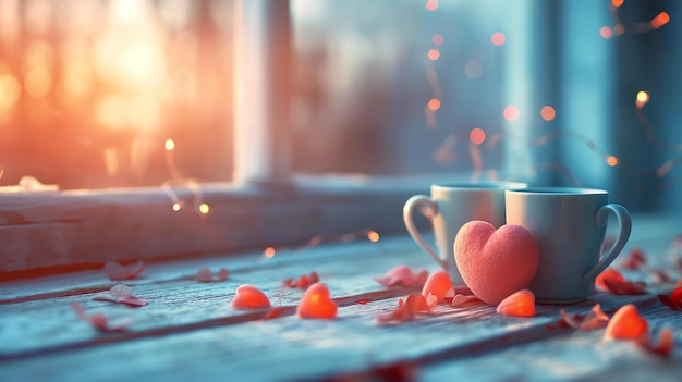 Kaffeebecher mit Herz Valentinstag Hintergrund