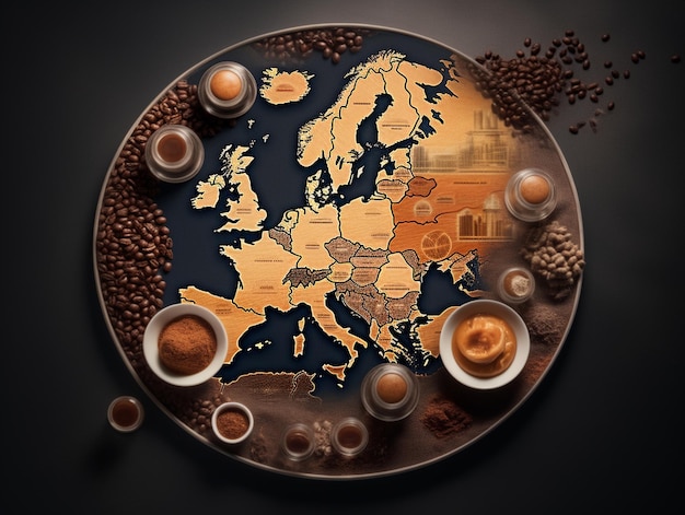 Kaffeebecher mit Weltkartenplatte