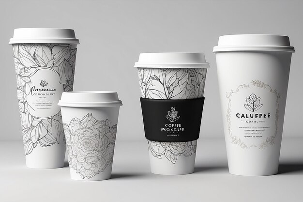 Foto kaffeebecher-mockup-set mit leerem weißraum-design