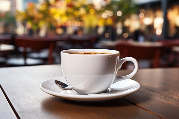 Kaffeebecher morgens in einer Kaffeebar KI-generiert