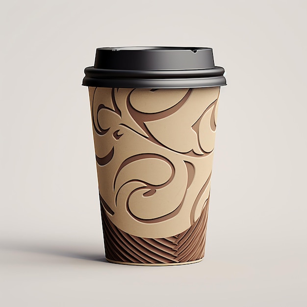 Foto kaffeebehälter aus papier mit braunem deckel