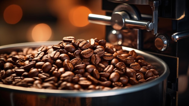 Kaffeebohnen in der Mühle Generative AI