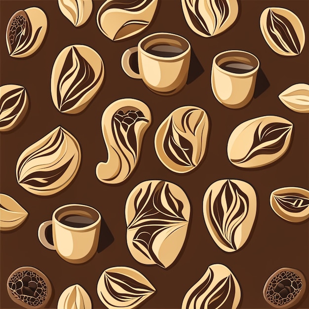 Kaffeebohnen-Muster-Doodle-Vektorillustration