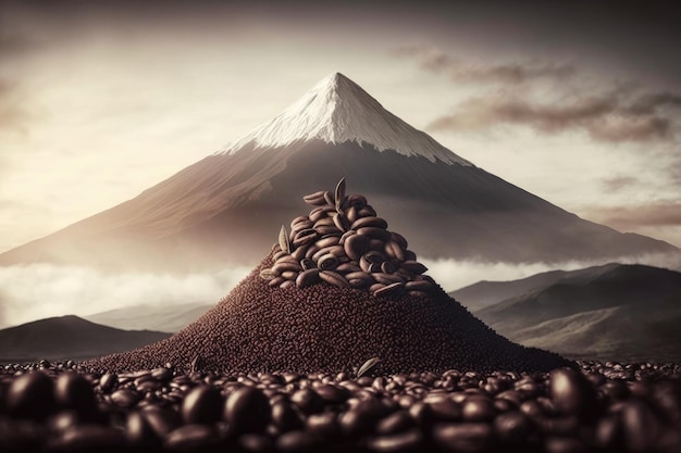 Kaffeebohnenberg im Hintergrund