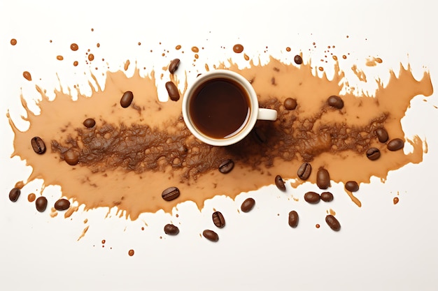 Kaffeeflecken auf einem weißen Hintergrund