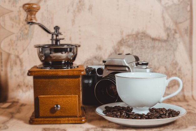 Foto kaffeekamera auf der karte