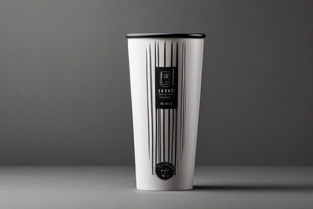 Kaffeekuppe aus Kunststoff mit hochwertigem Verpackungsdesign in schwarz-weißer Farbe