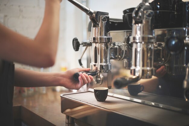 Kaffeemaschinen-Portafilter-Dampf Barista-Geschäfts-Konzept