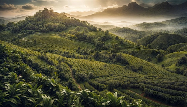 Kaffeeplantage Hochgebirgs-Kaffeplantage Fantastische Berglandschaft